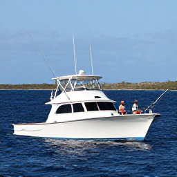 Caribbean Holidays, Cura&ccedil;ao Fishing November, Anglers on a modern charter boat catching fish in deep blue Caribbean water near Cura&ccedil;ao, fishing rods bent and island coastline in the distance