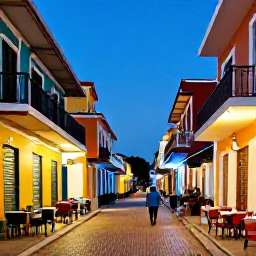 Caribbean Holidays, Cura&ccedil;ao Holidays October, Colourful streets of Pietermaai and historic Willemstad in October, with outdoor tables, local restaurants and a solo visitor walking through the evening light