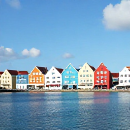 Caribbean Holidays, Cura&ccedil;ao Holidays October, Sunny Willemstad waterfront in Cura&ccedil;ao during October, with colourful Dutch colonial buildings, calm blue sea and a solo traveller exploring the harbour