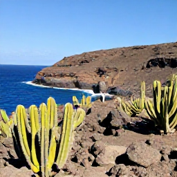 Caribbean Holidays, Curacao Holidays, Rugged Curacao landscape with cacti, rocky coastline and a lone hiker in bright sunshine