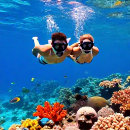 Caribbean Holidays, Cura&ccedil;ao Honeymoons, Honeymoon couple snorkelling above a colourful coral reef in clear Cura&ccedil;ao water, tropical fish visible below