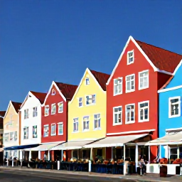 Caribbean Holidays, Cura&ccedil;ao in April, Colourful historic streets and waterfront buildings in Willemstad, Cura&ccedil;ao, under a sunny blue sky with pedestrians and caf&eacute;s