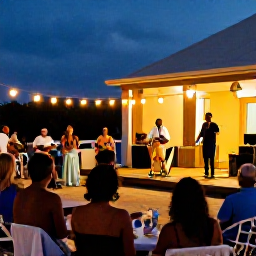 Caribbean Holidays, Cura&ccedil;ao in August, Friendly cultural evening in Cura&ccedil;ao with local performers, music, lanterns and visitors enjoying a relaxed August atmosphere