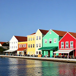 Caribbean Holidays, Cura&ccedil;ao in February, Colourful historic Willemstad waterfront in Cura&ccedil;ao during a sunny February day, with pastel buildings, caf&eacute;s and people strolling beside the canal