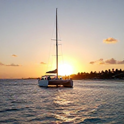 Caribbean Holidays, Cura&ccedil;ao in February, Couple enjoying a sunset catamaran cruise along the Cura&ccedil;ao coastline, with golden light, calm sea and distant palm-lined beaches