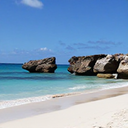 Caribbean Holidays, Cura&ccedil;ao in February, Sunny Cura&ccedil;ao coastline in February with turquoise water, rugged rocks and a quiet sandy beach