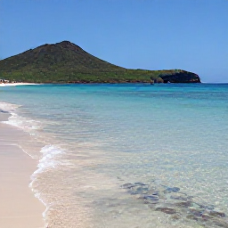 Caribbean Holidays, Cura&ccedil;ao in July, A quiet Cura&ccedil;ao beach in July with clear shallow water, colourful fish visible near the shore and green hills behind it