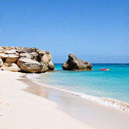 Caribbean Holidays, Cura&ccedil;ao in March, Bright March morning at a quiet Cura&ccedil;ao beach, turquoise sea, pale sand and rugged coastal rocks