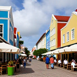 Caribbean Holidays, Cura&ccedil;ao in May, Colourful Dutch Caribbean buildings and waterfront caf&eacute;s in Willemstad, Cura&ccedil;ao, with a couple exploring the historic streets