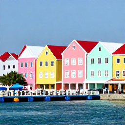 Caribbean Holidays, Cura&ccedil;ao in May, Colourful Willemstad waterfront in Cura&ccedil;ao with pastel buildings, a floating bridge and visitors strolling beside the harbour