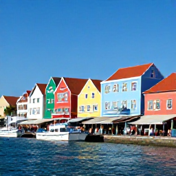 Caribbean Holidays, Cura&ccedil;ao in May, Colourful Willemstad waterfront in Cura&ccedil;ao with pastel buildings, floating market atmosphere, blue sky and visitors strolling in May