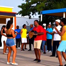 Caribbean Holidays, Cura&ccedil;ao in November, Local Cura&ccedil;ao musicians performing outdoors in November, with dancers and families enjoying Caribbean music in a friendly neighbourhood setting