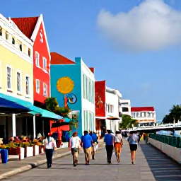 Caribbean Holidays, Cura&ccedil;ao in November, Visitors walking through the colourful Punda and Otrobanda districts of Willemstad, viewing murals, historic buildings and the floating Queen Emma Bridge