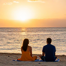Caribbean Holidays, Cura&ccedil;ao in October, Couple enjoying a relaxed sunset on a Cura&ccedil;ao beach in October, with warm golden light and calm sea