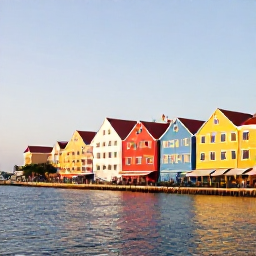 Caribbean Holidays, Cura&ccedil;ao Instagram Hotspots, Colourful waterfront buildings in Willemstad, Cura&ccedil;ao, photographed in warm morning light