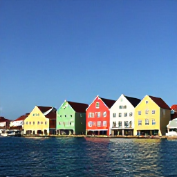 Caribbean Holidays, Cura&ccedil;ao Instagram Hotspots, Colourful waterfront buildings in Willemstad, Cura&ccedil;ao, with bright Caribbean light, clear blue sky and calm water, photographed in December