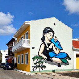 Caribbean Holidays, Cura&ccedil;ao Instagram Hotspots, Cura&ccedil;ao street art mural in the historic Otrobanda district, with colourful buildings and a sunny Caribbean street