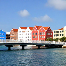 Caribbean Holidays, Cura&ccedil;ao Instagram Hotspots, Queen Emma pontoon bridge opening across St Anna Bay in Willemstad, with colourful buildings and blue Caribbean water