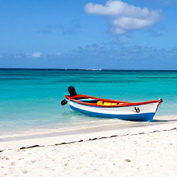 Caribbean Holidays, Cura&ccedil;ao Instagram Hotspots, Turquoise sea, white sand and colourful fishing boats at Playa Kenepa in Cura&ccedil;ao on a sunny February day