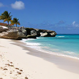 Caribbean Holidays, Cura&ccedil;ao Instagram Hotspots, White sandy beach at Playa Kenepa Grote in Cura&ccedil;ao, turquoise sea, rocky cliffs, palm trees and a relaxed December beach scene