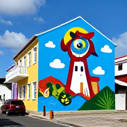 Caribbean Holidays, Cura&ccedil;ao Instagram Spots, A vibrant outdoor mural in the Pietermaai district of Willemstad, Cura&ccedil;ao, with colourful streets and local architecture