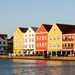 Caribbean Holidays, Cura&ccedil;ao Instagram Spots, Colourful colonial buildings along the Handelskade waterfront in Willemstad, Cura&ccedil;ao, photographed in warm February sunshine