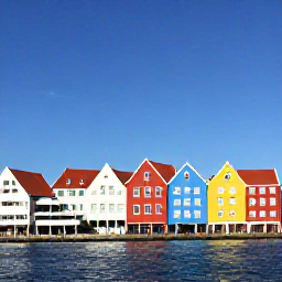 Caribbean Holidays, Cura&ccedil;ao Instagram Spots, Colourful Dutch Caribbean architecture along the waterfront in Willemstad, bright blue sky, January sunshine, travel photography