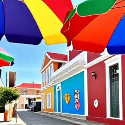 Caribbean Holidays, Cura&ccedil;ao Instagram Spots, Vibrant umbrellas and colourful street art in the historic Pietermaai district of Willemstad, Cura&ccedil;ao