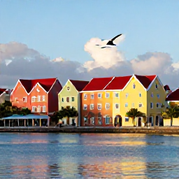 Caribbean Holidays, Cura&ccedil;ao January Break, Bright January morning over Willemstad, Cura&ccedil;ao, with colourful Dutch colonial buildings, calm blue water and pedestrians exploring the waterfront