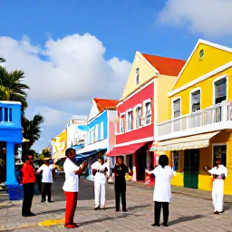Caribbean Holidays, Cura&ccedil;ao January Holidays, Colourful January street celebration in Willemstad, Cura&ccedil;ao, with local musicians, dancers and brightly decorated buildings