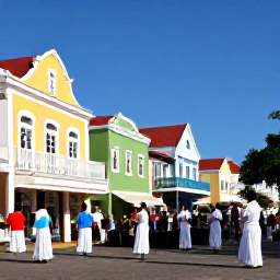 Caribbean Holidays, Cura&ccedil;ao January Holidays, Colourful January street festival in Willemstad, Cura&ccedil;ao, with local musicians, dancers and pastel colonial buildings