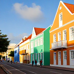 Caribbean Holidays, Cura&ccedil;ao July Holidays, Colourful historic Willemstad streets in Cura&ccedil;ao with Dutch colonial buildings, bright Caribbean colours and people enjoying a warm July morning