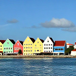 Caribbean Holidays, Cura&ccedil;ao June Holidays, Colourful Willemstad waterfront in Cura&ccedil;ao on a bright June morning, with pastel Dutch colonial buildings and calm Caribbean water