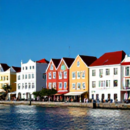Caribbean Holidays, Curacao Luxury Holidays, Colourful historic Willemstad waterfront in Cura&ccedil;ao with elegant architecture, calm harbour water and visitors exploring the streets