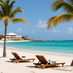 Caribbean Holidays, Curacao Luxury Holidays, Luxury beachfront resort in Cura&ccedil;ao during July, with bright turquoise water, white sand, palm trees and elegant sun loungers