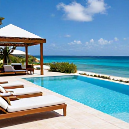 Caribbean Holidays, Curacao Luxury Holidays, Luxury suite terrace with private plunge pool, soft furnishings and views across the Caribbean Sea in Cura&ccedil;ao