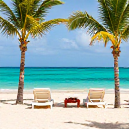 Caribbean Holidays, Cura&ccedil;ao Luxury June, Luxury beachfront resort in Cura&ccedil;ao during June, with turquoise sea, white sun loungers and gently swaying palms