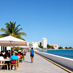 Caribbean Holidays, Cura&ccedil;ao March Breaks, Visitors enjoying a sunny Cura&ccedil;ao street caf&eacute; and waterfront promenade during a March city break