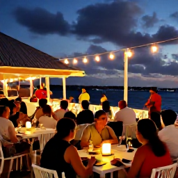 Caribbean Holidays, Cura&ccedil;ao March Holidays, A relaxed Cura&ccedil;ao evening with local music, outdoor dining and visitors enjoying the waterfront under warm lights