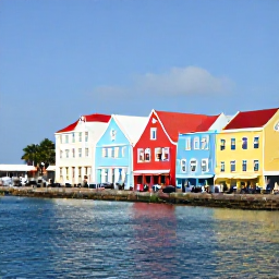 Caribbean Holidays, Cura&ccedil;ao Multi-Country Holidays, A sunny January view of Cura&ccedil;ao's colourful Willemstad waterfront, pastel Dutch colonial buildings, calm blue sea and travellers exploring the streets