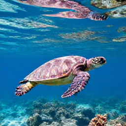 Caribbean Holidays, Cura&ccedil;ao Nature Holidays, A sea turtle swimming in clear blue water near Cura&ccedil;ao, with coral reef and sunlight filtering through the surface