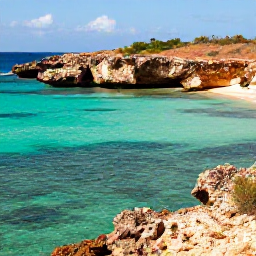 Caribbean Holidays, Cura&ccedil;ao Nature Holidays, Colourful Cura&ccedil;ao coastline with clear turquoise water, rocky coves and dry tropical vegetation in warm December sunlight