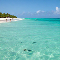 Caribbean Holidays, Cura&ccedil;ao Nature Holidays, Quiet turquoise bay at Playa Lagun on Cura&ccedil;ao, with colourful fish visible in clear water and snorkellers near the shore