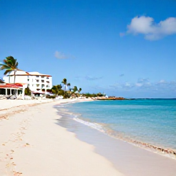 Caribbean Holidays, Cura&ccedil;ao November Holidays, A sunny Cura&ccedil;ao beach with calm turquoise water, pale sand, palm trees and a comfortable all-inclusive resort setting in November
