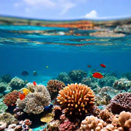 Caribbean Holidays, Cura&ccedil;ao October Holidays, Snorkellers exploring clear shallow water above a colourful coral reef near Cura&ccedil;ao, with tropical fish visible below