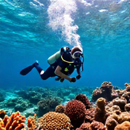 Caribbean Holidays, Cura&ccedil;ao Scuba Diving, A scuba diver exploring a colourful coral reef in clear turquoise water off Cura&ccedil;ao in bright May sunshine