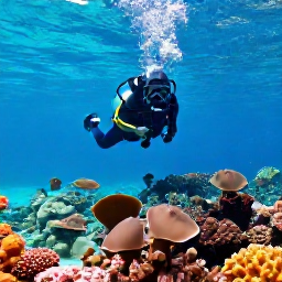 Caribbean Holidays, Curacao Scuba Diving, Colourful coral reef and clear turquoise water around Cura&ccedil;ao, with a scuba diver exploring tropical marine life in bright April sunshine