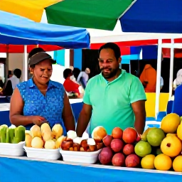Caribbean Holidays, Cura&ccedil;ao September Holidays, Local Cura&ccedil;ao market with tropical fruit, traditional snacks and friendly vendors in a bright outdoor setting