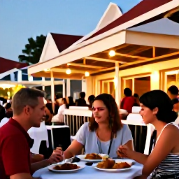 Caribbean Holidays, Cura&ccedil;ao Solo Holidays, Friendly solo diner eating local Cura&ccedil;ao food at an outdoor restaurant in Willemstad during a warm evening