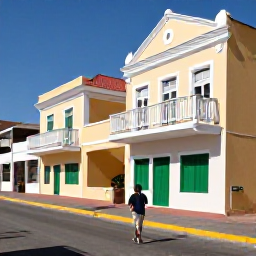 Caribbean Holidays, Cura&ccedil;ao Solo Holidays, Solo traveller walking beside colourful colonial buildings on the Cura&ccedil;ao waterfront in bright February sunshine